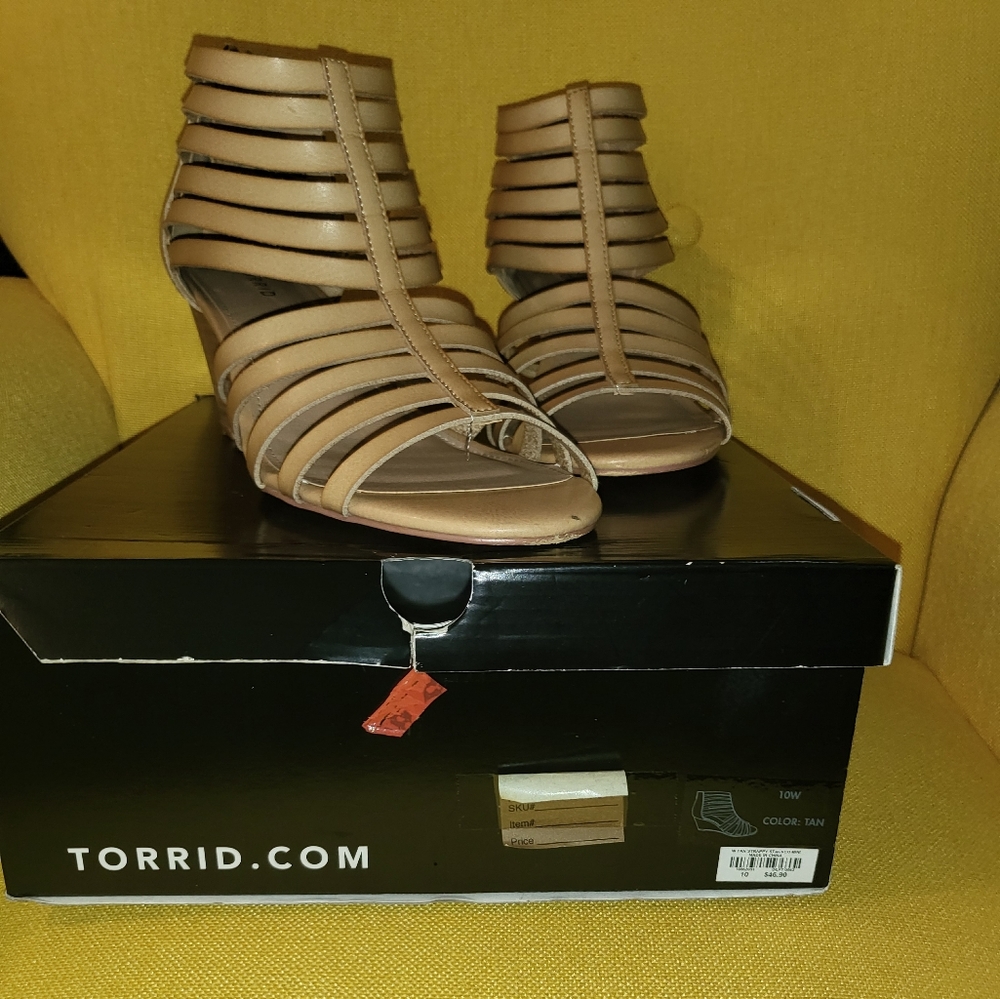 Torrid Strappy Wedge Tan Sandal 10W